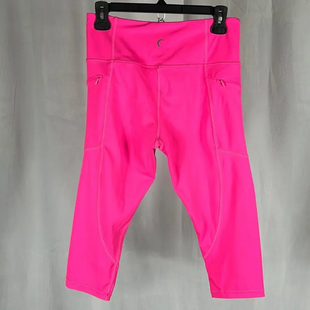 Zyia Active Hot Pink Zipper‎ Pocket Light N Tight Hi-Rise Crop 17”.